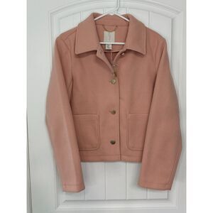 Joie Pink Cropped Jacket Size S Gold Buttons Minimalist Quiet Luxury Romantic